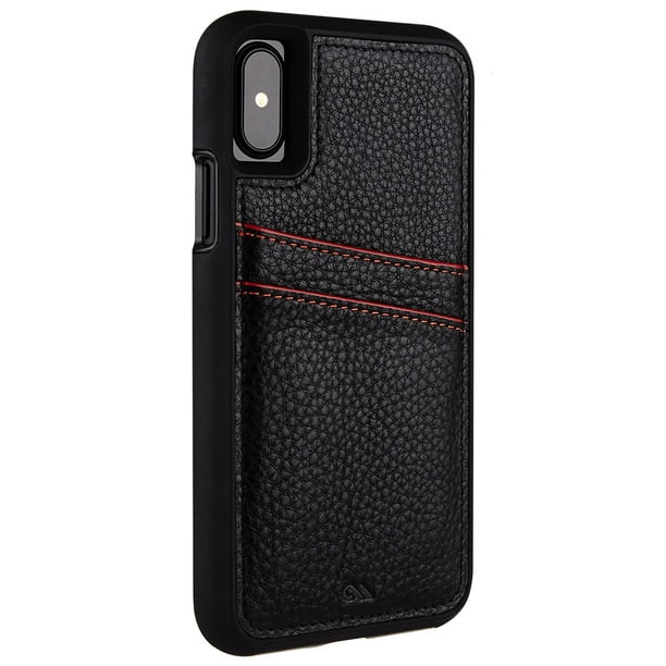 iPhone Case-Mate X Case - Tough ID - Leather Wallet - Slim Protective Design for Apple iPhone 10 - Black