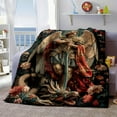 thumbnail image 2 of Archangel Michael & Dragon Design Non-Woven Throw Blanket Twill Weave Hand Wash Only All Seasons Comfort Reversible Flannel for Bed Sofa Camping Multiple Sizes Available, 2 of 7