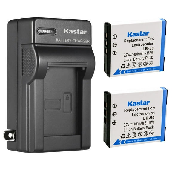 Kastar 2-Pack Battery LB-50 and AC Wall Charger Replacement for Lectrosonics LB-50 Battery, Lectrosonics SSM Transmitter & IFBR1B Receiver, IFBR1B Bodypack Receiver, Lectrosonics 40117