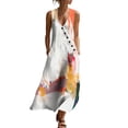 thumbnail image 2 of Zedker Floral Women's Maxi Dresses Sleeveless V Neck Long Dress Beach Sundresses Swing Dress Multicolor M, 2 of 7