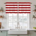 thumbnail image 2 of Red Stripes Tier Curtains, Simple Red White Texture Light Filtering Kitchen Curtains, 2Pcs Rod Pocket Half Window Treatments Panels for Sink Cafe Cabinet Camper 27.5x24 Inches, 2 of 9