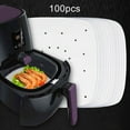 thumbnail image 2 of ENJOYW 100Pcs Perforated Square Non-stick Air Frying Pan Pad Barbecue Paper Steam Mat Baking Papers, 2 of 7