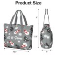 thumbnail image 3 of Tote Bag for Women - Gray Christmas Snowman Pattern Shoulder Bag - Large Utility Work Duffle Bag with Zipper Handbag for Travel, Work, Sprots, 3 of 5