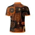 thumbnail image 4 of JULMCOMO Halloween Polo Shirts for Men Pumpkin Skull Spider Web Print Short Sleeve Collared Trendy Loose Fit Golf Shirts Party Graphic Tees Light Brown L, 4 of 9
