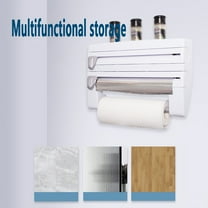 Wall-Mounted 4-in-1 Kitchen Organizer - No-Drill Storage Rack for Cling Film, Tin Foil, Spices, Rustproof 304 Stainless Steel Magnetic Holder