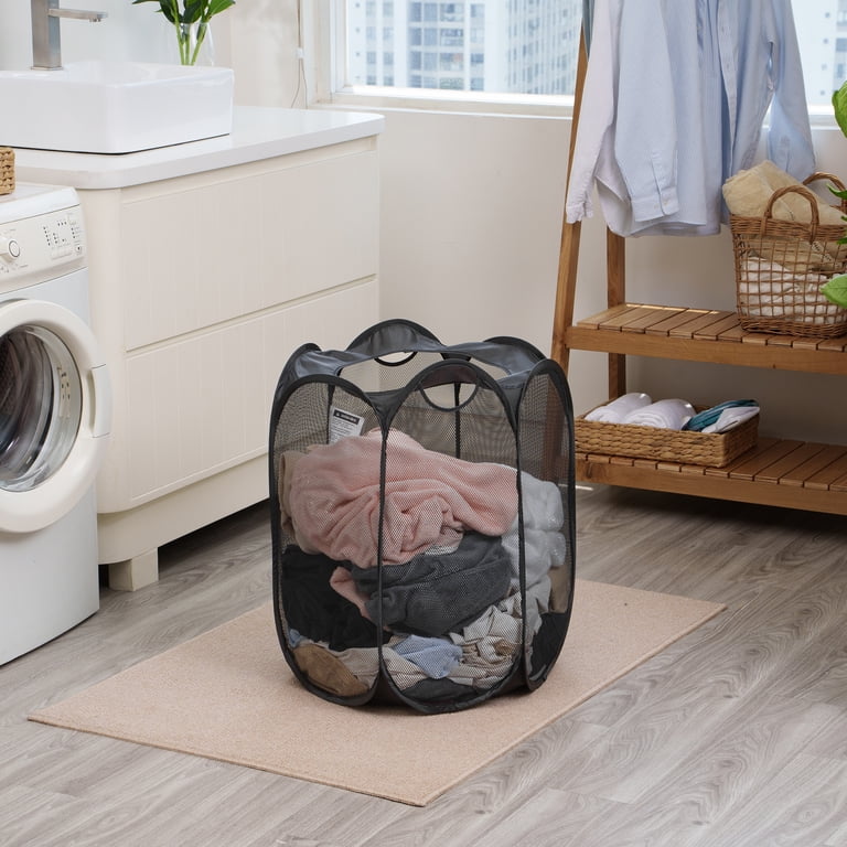 Mainstays Black Pop-Up Hexagon Mesh Laundry Hamper photo 7