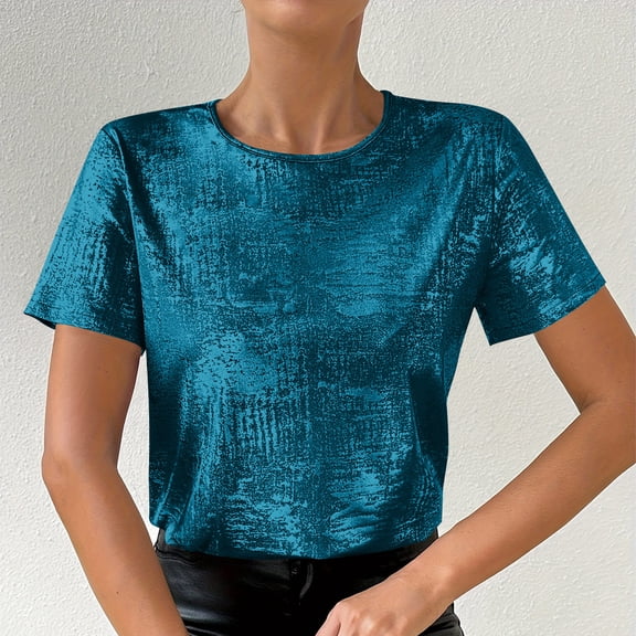 Vmvidoty Women Business Blouses Dressy Casual Tops Work Shirts Crew Neck Summer Outfits Blue S