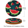 thumbnail image 3 of Watermelon Set of 6 Round Microfiber Leather Coasters, 11x11 cm/4.3x4.3 in, Stylish Drink Coasters for Home and Office, and Easy to Clean, 3 of 6