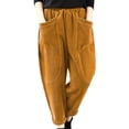 thumbnail image 2 of Tittly Palazzo Pants Wide Leg Pants Women's Autumn And Winter Elastic Waist Large Fashionable Corduroy Loose Outerwear Pants Baggy Pants Plus Size Pants Yellow M, 2 of 4