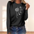 thumbnail image 2 of Women Long Sleeve T Shirt Round Neck Comfy Casual Tees Dandelion Printing Loose Fit Cute Shirts for Everyday 2025, 2 of 5