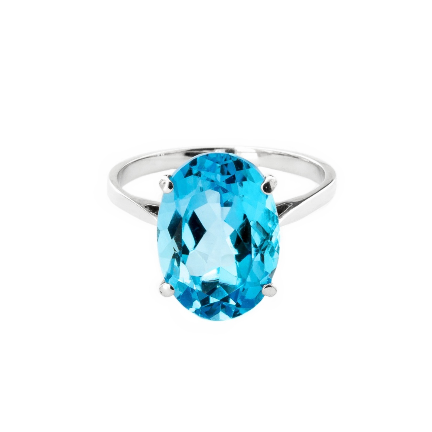 Galaxy Gold 8 Carat 14k Solid White Gold Ring Natural Oval Blue Topaz (10) - image 1 of 5