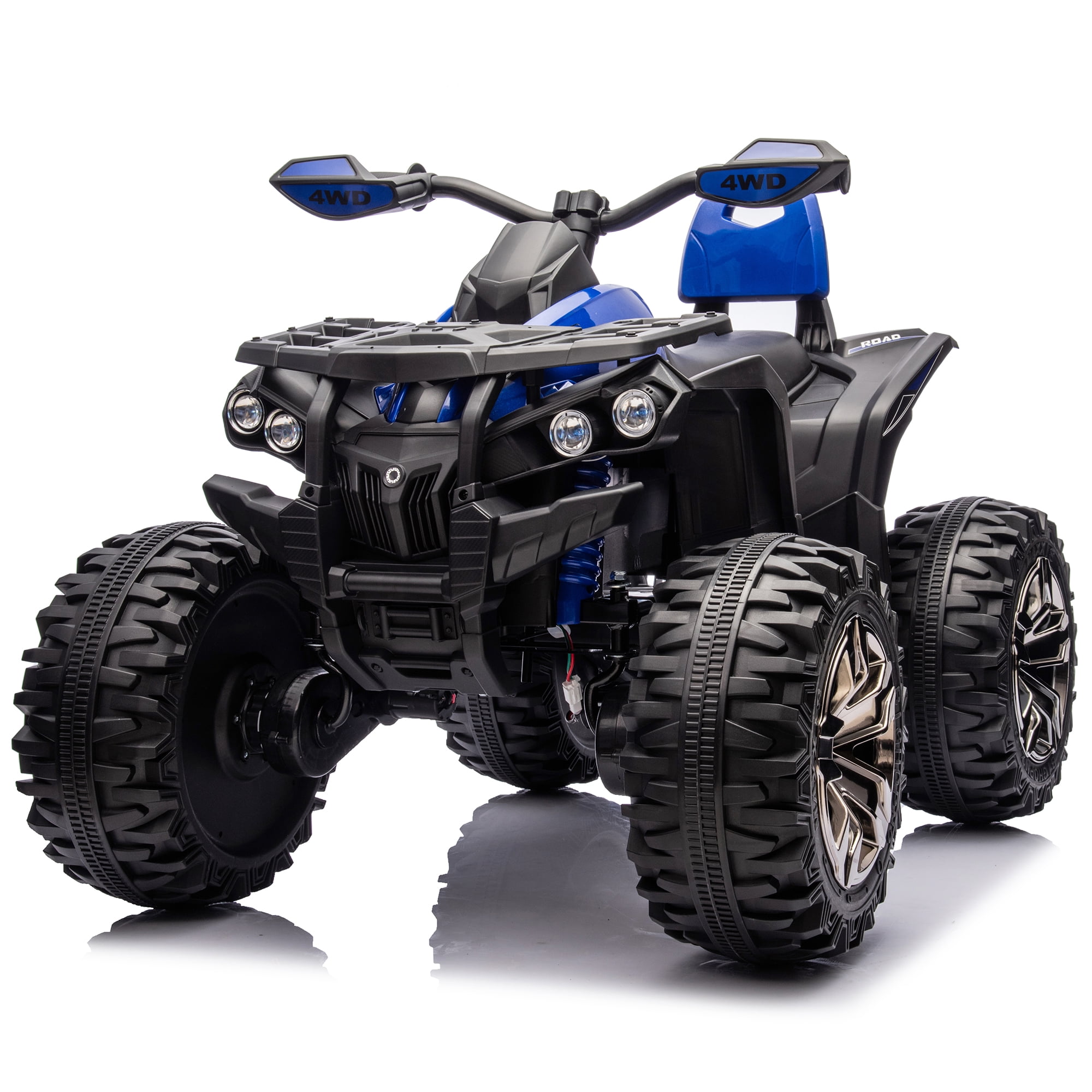 800W Dirt Quad w/ Remote Control - 24V Powered Ride on ATV, Electric Powerful 4-Wheeler for Big Kids, Up to 5.5 mph, Knee Pads, Blue