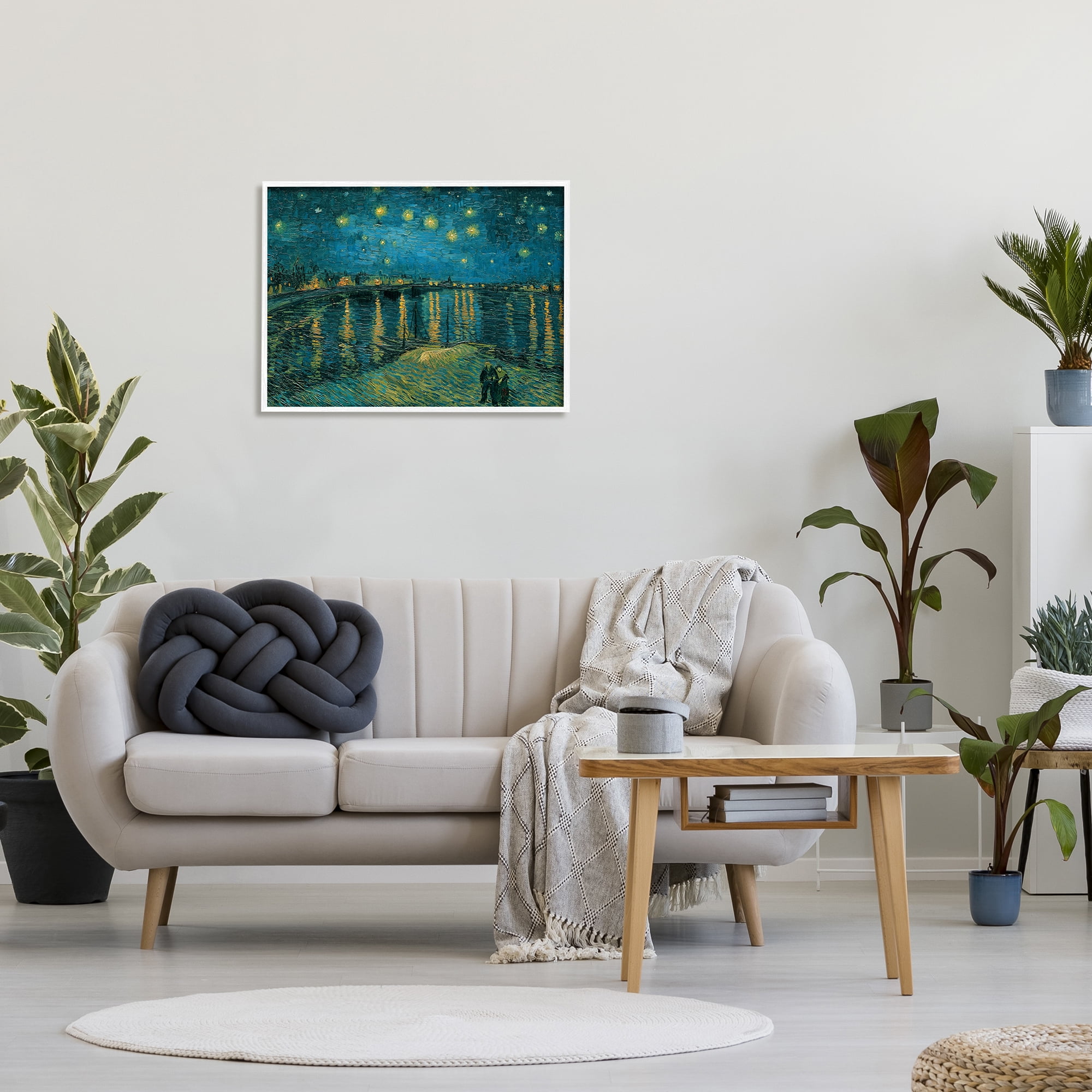 Stupell Industries Classic Starry Night Over the Rhone Van Gogh Painting Framed Art Print Wall Art, 30x24, By Vincent Van Gogh