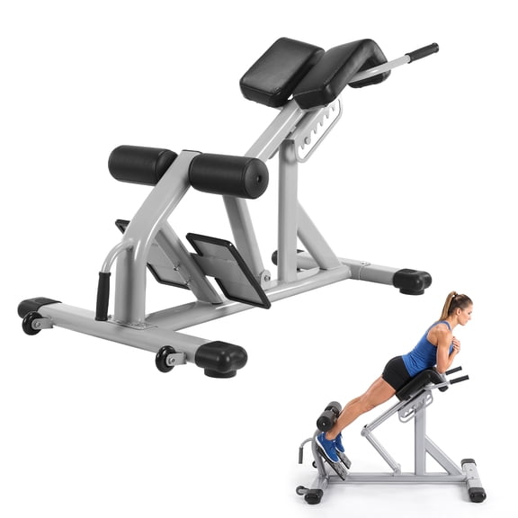 Happyhtes Roman Chair Waist Hyperextension Bench with Thick Support Pads Angle Adjustable Back Extension Machine 660 lb Capacity for Home Gym