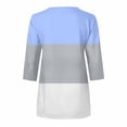 thumbnail image 5 of Womens Tops Dressy Striped Print Shirt Casual Zip Up Mock Neck Tops 3/4 Sleeve Loose Fit Tshirt Summer Casual Blouses for Women, 5 of 5