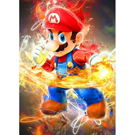 Mario Nintendo DIY 5D Diamond Digital Painting Kit Crystal Rhinestone Embroidery Cross-stitch artwork Crafts Canvas wall decoration Birthday gift 12 X 16 inches