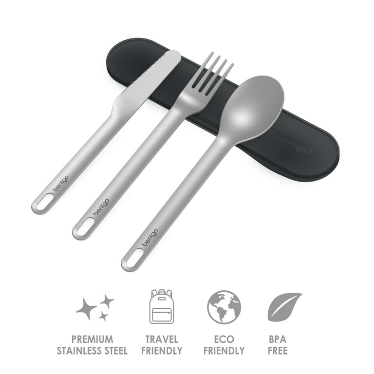 Bentgo Stainless Travel Utensil Set - Reusable 3-Piece Silverware Set with  Carrying Case, High-Grade Premium Steel, BPA-Free Case, Eco-Friendly -  Ideal for Travel, Camping, and Office Use (Gray)