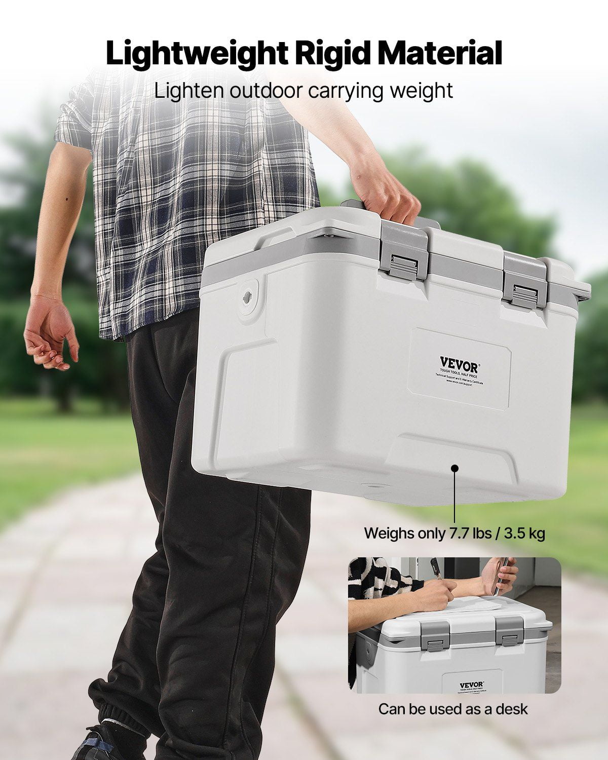 Outdoor Hard Cooler 21 QT - Insulated, Holds 30 Cans, Includes Handles & Adjustable Strap