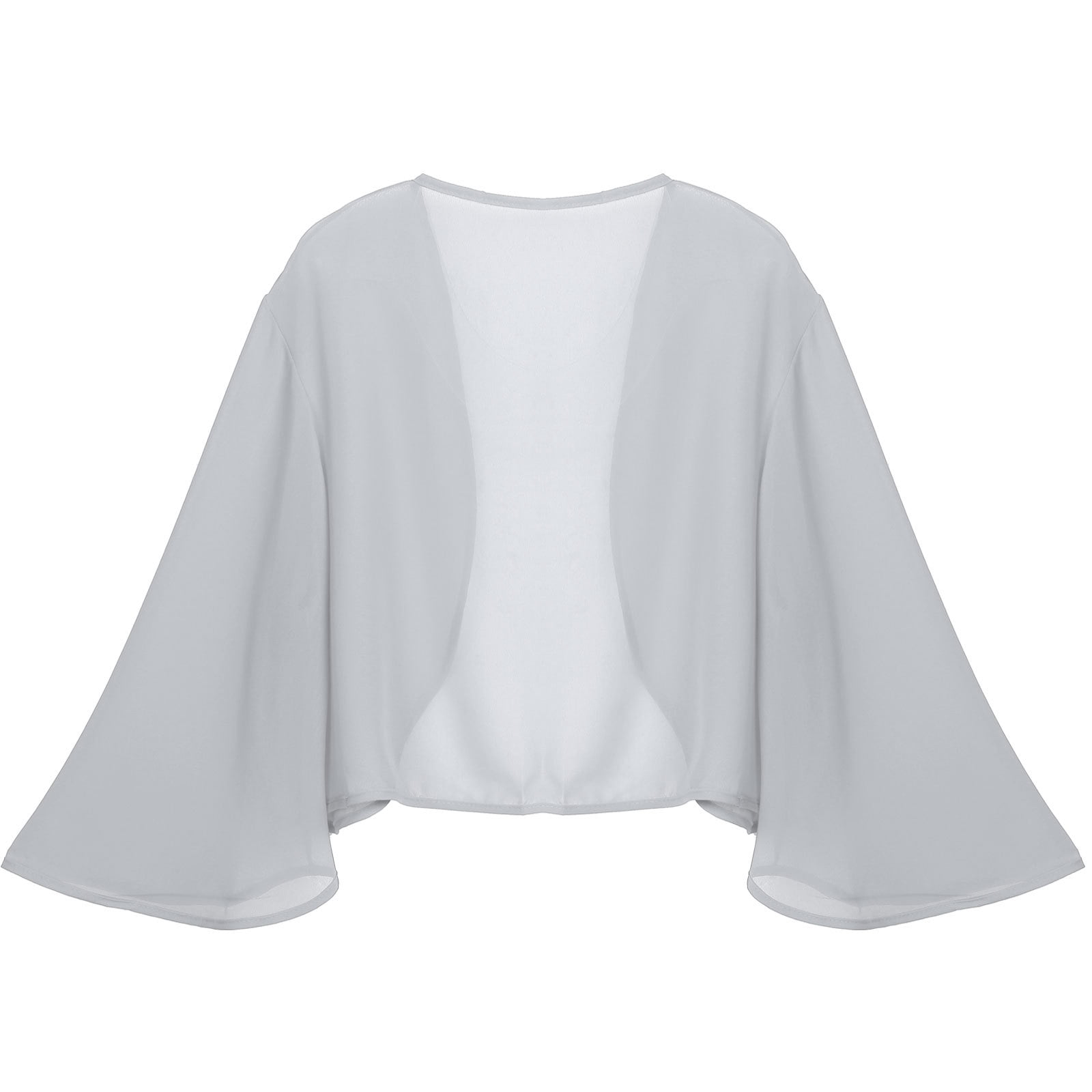 Aislor Womens 3 4 Sleeve Bolero Chiffon Shrug Open Front Cropped
