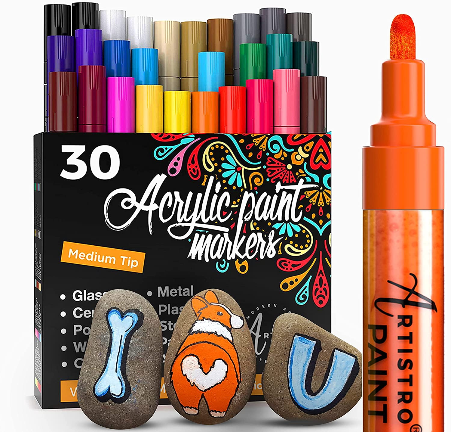 18 Double Sided Acrylic Paint Pens Assorted Vibrant Markers Set (0.7mm –  TOOLI-ART