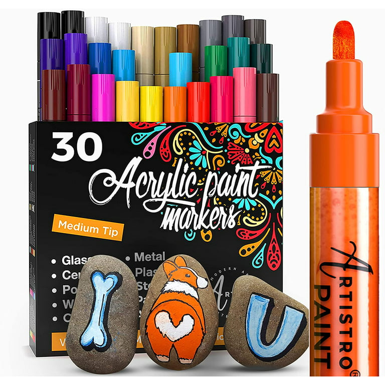 Artistro Acrylic Paint Pens Markers Set of 30 Medium Tip 2mm Painting  Marker Kit