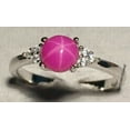 thumbnail image 4 of JewelryLoversZone Pink Star Sapphire Ring for Women 925 Sterling Silver Promise Ring Wedding & Anniversary Band Handmade Jewelry Silver 3, 4 of 4