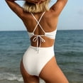 thumbnail image 5 of HOMBOM One Piece Swimsuits for Women High Cut White Swimwear Cutout Tummy Control Floral Slimming Ladies Bathing Suit Tie Back, 5 of 5