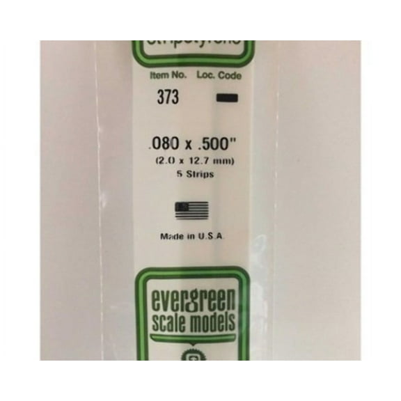 Evergreen Scale Models 373 Styrn Strp .080x.500 5/