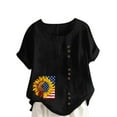 thumbnail image 2 of Gamivast Women Summer Cotton Linen Shirts Embroidered Floral Casual Blouse Tunic Tops Loose Fit Ladies Boho Tops Black XXXL Womens Cancel Order, 2 of 4
