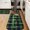 Green and Black Checkered Pattern, variant on Yellow and Black Checkered Pattern 2 Piece Flannel Kitchen Floor Mat Set, Kitchen Runner Rug Set Wear Resistant Gift Ideas for Kitchen Entryway Bathroom