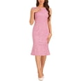 thumbnail image 2 of Vestido elegante de punto sin mangas con cuello barco para mujer INSPIRE CHIC en rosa intenso talla S, 2 of 6