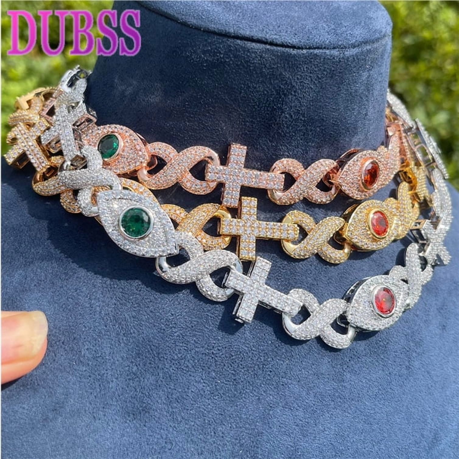 Dubss Iced Out Prong Necklace for Women Cross Infinity Choker Dubss Iced Out Prong Necklace for Women Cross Infinity Choker