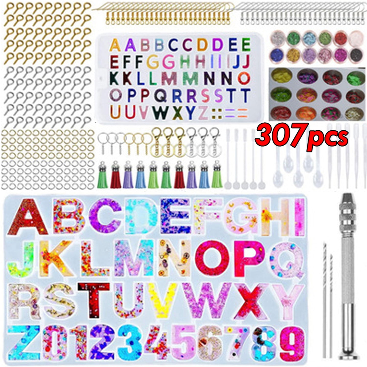 LET'S RESIN Large Alphabet Mold for Resin, Reversed Resin Keychain Letter  Molds with Hole, Alphabet Resin Molds Silicone with 30 Jump Rings, 30 Key  Rings, Epoxy Molds for Keychain Making(15.3X8.9) Fancy Letter