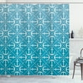 thumbnail image 1 of Blue and White Shower Curtain, Anchors Pattern Nautical Marine Navigation Sailing Travel Destination, Fabric Bathroom Set with Hooks, 69W X 75L Inches Long, Pale Blue White, by Ambesonne, 1 of 3