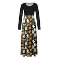 thumbnail image 4 of Guieoi Dress for Women Clearance under $10.00 Plus Size Women's Fashion Printed Long Sleeve Round Neck Pullover Patchwork Dress Gray Black*Friday/Cyber*Monday Clearance, 4 of 5