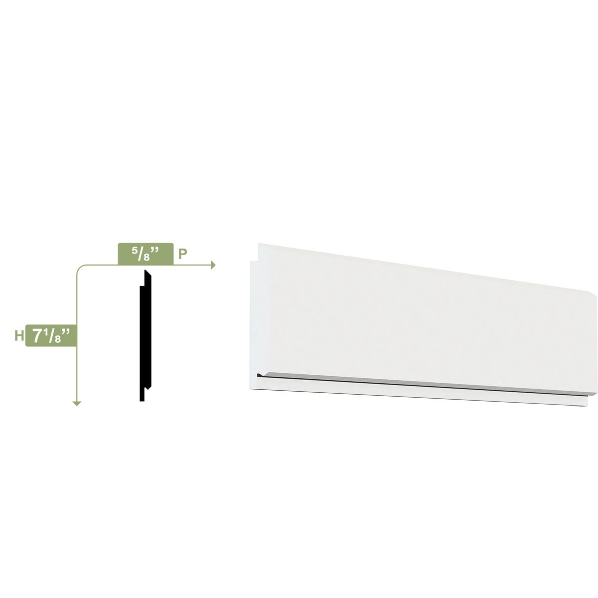 7 1/8"H x 5/8"P x 96"L Shiplap/Nickel Gap Planking Moulding, PVC