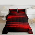 thumbnail image 2 of Homewish Stripe Line Pattern Queen Comforter Set,Modern Abstract Geometric Bedding Sets,Black Red Bedding Comforter Set For Girl Teens,Breathable Home Decor Reversible,3-Piece, 2 of 8