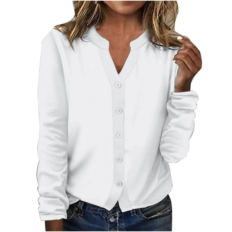 Sakmal Winter Jacket for Women Long Sleeve Sleeve White Casual Comfy Solid  Button Down Ladies Coat - Walmart.com