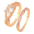 thumbnail image 1 of Hearth & Gear Round Shape Rose Gold Ring Four Rhinestone Engagement Ring Wedding Ring Set Round Rhinestone Ring Set Full Ring Size 6 10 Size 9 Ring Set Rings for Teen Girls Rose Small Ring Set Jewelry, 1 of 7