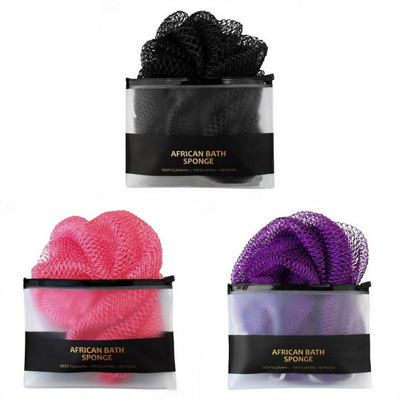 HUASHENG African Net Sponge Real African Exfoliating Body Scrubber Sponge With Knots African Net Shower Washcloths For Exfoliator Body Bathing Accessories