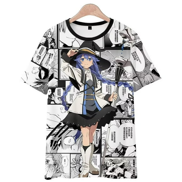 Camiseta anime Mushoku Tensei NicoNico impresión 12D manga corta
