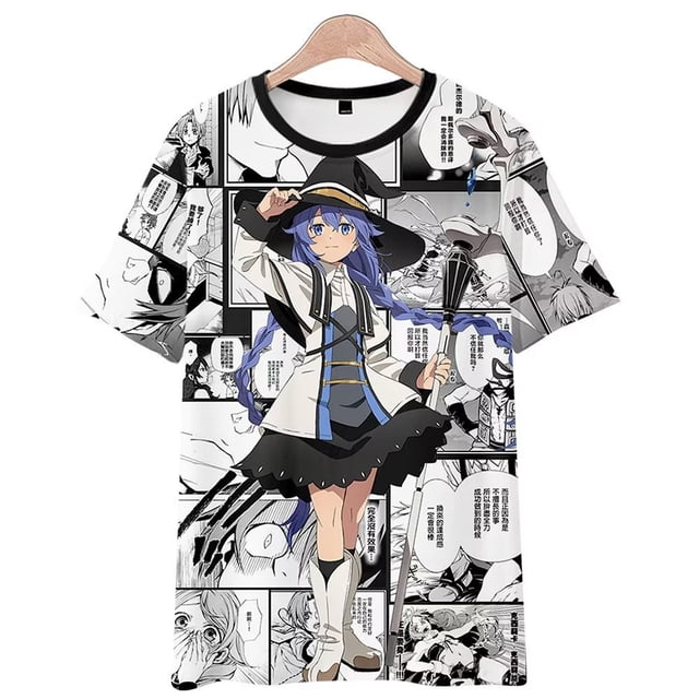 Camiseta anime Mushoku Tensei NicoNico impresión 12D manga corta