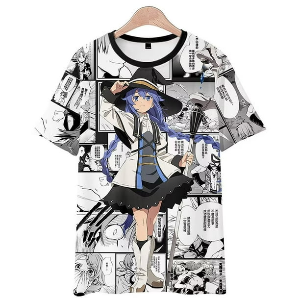Camiseta anime Mushoku Tensei NicoNico impresión 12D manga corta