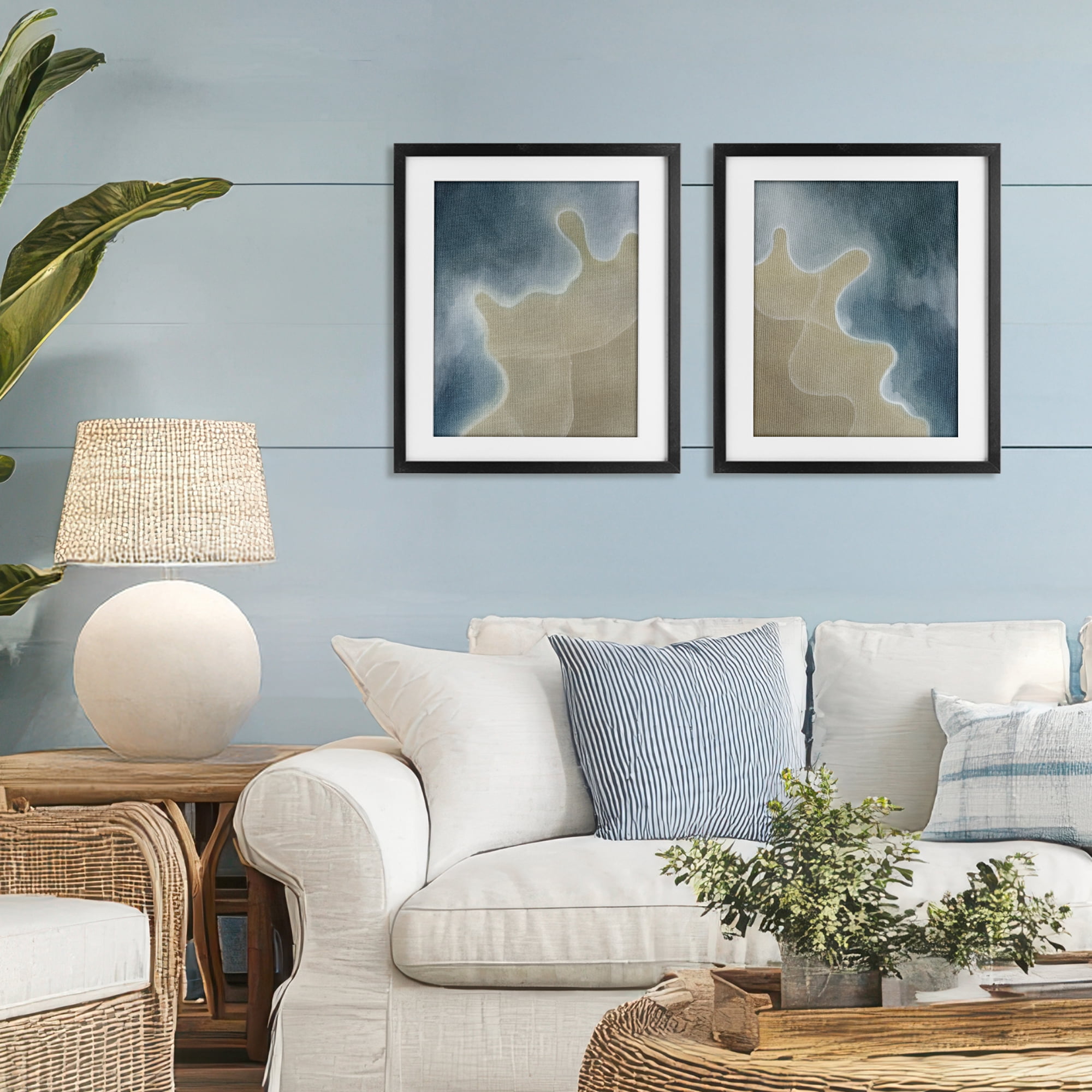 Stupell Industries Aerial Turning The Tides 2 Piece Black Framed Print Under Glass Set, design by Grace Popp