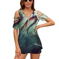 thumbnail image 3 of On The Ancient Route Of The Dragon Kings Art By Élian Black'Mor Lotus Leaf Neck T-Shirt Long Sleeve T-Shirts For Women Spring, 3 of 7