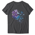 thumbnail image 4 of Blmnix Shirts for Women Pullover Graphic T Shirts Cotton Shirts T Shirt Short Sleeve Gray Crew Neck Summer Shirts for Women,M, 4 of 5