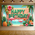 thumbnail image 5 of Yatrandify Tropical Design Birthday Banner Colorful Decoration Party Backdrop Floral Elements Flamingo Background for Birthday Celebration Kids Event Indoor Party, 5 of 8