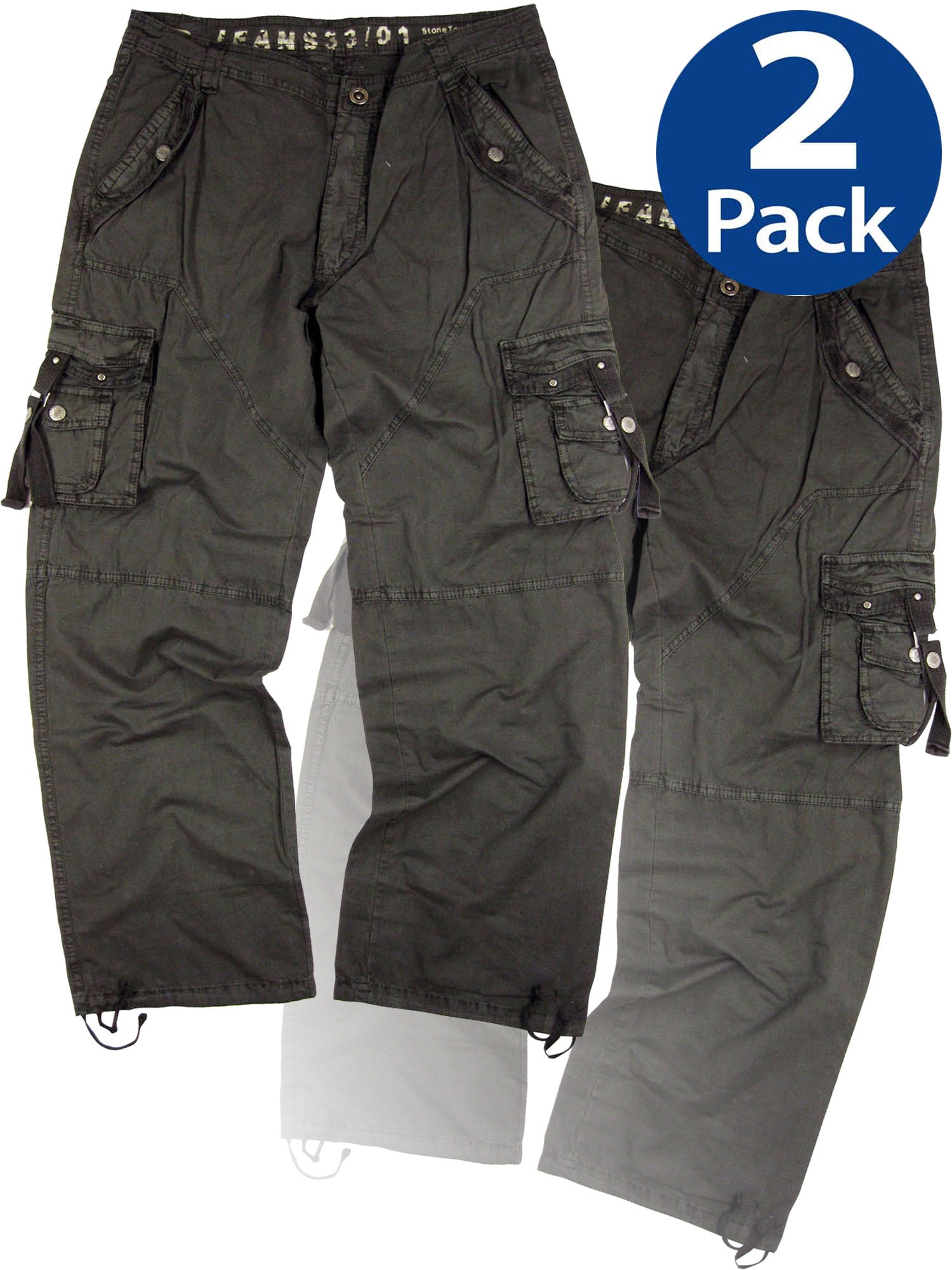 StoneTouch-Men's Military-Style Cargo Pants 2pcs pack #A8x2 Dk. Grey ...