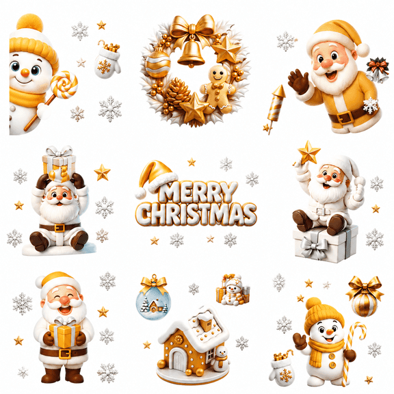 Christmas Window Clings, Christmas Window Decorations Stickers with Santa Snowman Reindeer Christmas Tree Snowflakes, Christmas Decorations Indoor for Home Glass Window Kitchen Decor