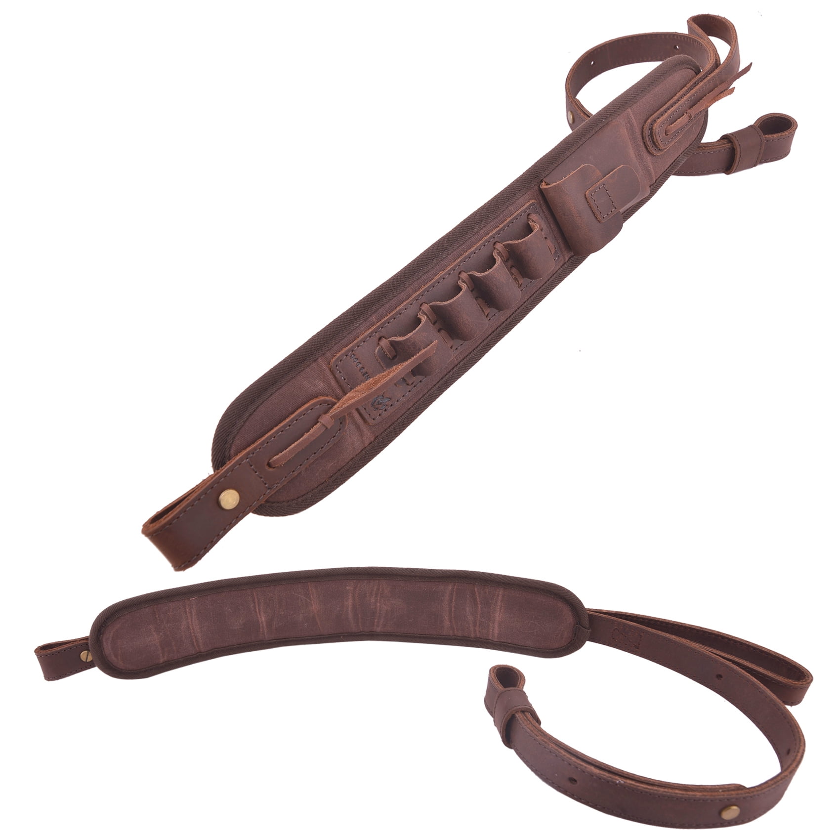 Shooting Canvas Leather Ammo Shell Holder Shotgun Sling Hunting Gun Strap for 12 Guage